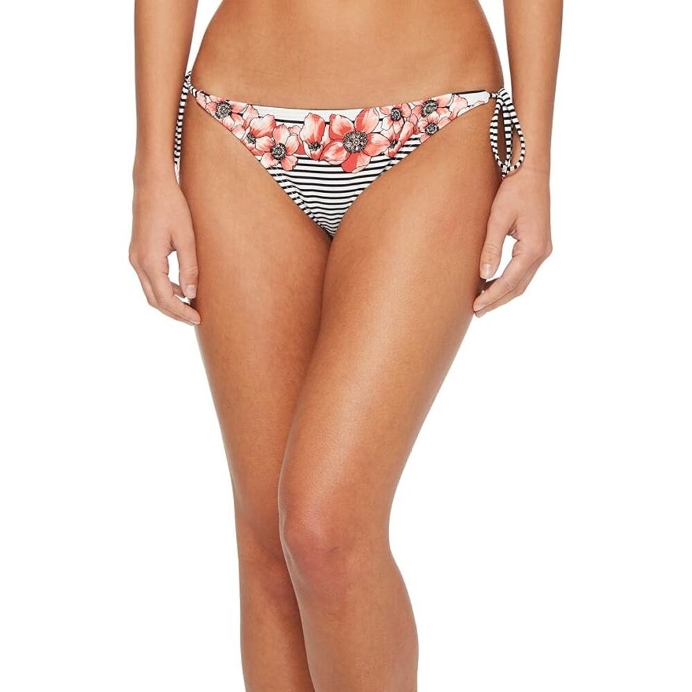 Vince Camuto Blossom Stripes String Bikini Bottom White Multi sz L
